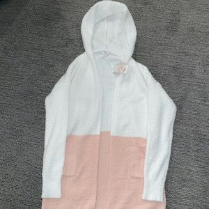 Candie's White and Blush Pink Fuzzy Fleece Cardigan